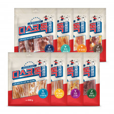 디스코독 강아지 치킨/오리 사사미 육포 덴탈간식 300g 8종